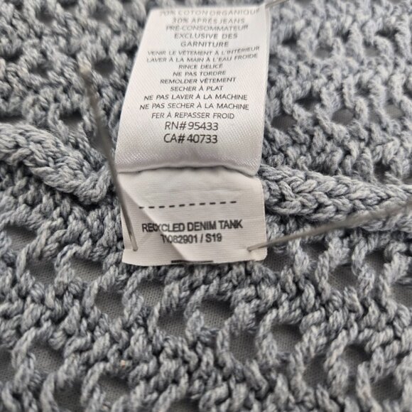 TOAD&CO Gray Recycled Denim Stretchy Crochet Semi-Sheer Tank Top Women's Size M. - Picture 15 of 17
